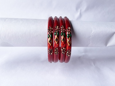 Karaavi Glass Crystal Enamel Bangle Set(Pack of 4)