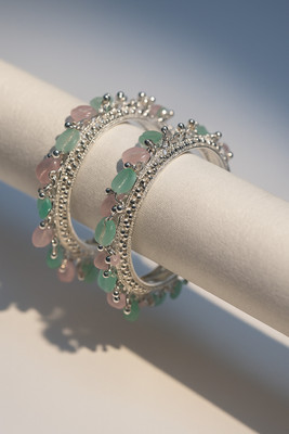 Diamonddrops Alloy Silver Coated Bracelet Set(Pack of 2)