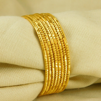 Prettything Alloy Gold-plated Bangle Set(Pack of 8)