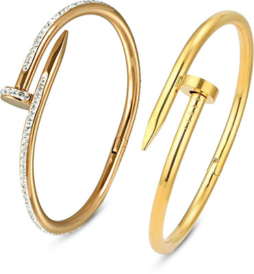 Dressberry Metal, Brass, Stone, Alloy, Evil Eye, Stainless Steel Cubic Zirconia, Diamond, Crystal Gold-plated Kada(Pack of 2)