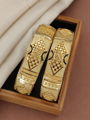 Mayur Fashion Brass Diamond Gold-plated Bangle(Pack of 2)