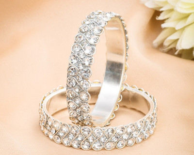 ShiyaShree Brass Cubic Zirconia Gold-plated Bangle Set(Pack of 2)