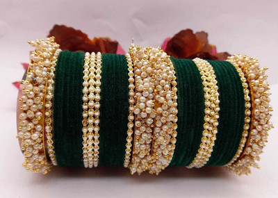 Rajwadi Alloy Pearl Bangle Set(Pack of 10)