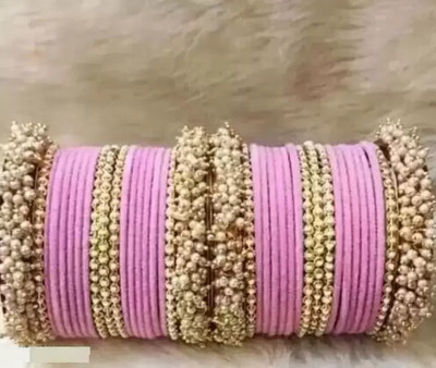 XOZTI Metal Pearl Bangle Set(Pack of 10)