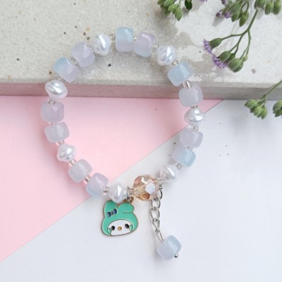 FHF Stone, Crystal, Glass Agate Charm Bracelet