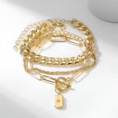BRM COLLECTIONS Alloy Gold-plated Bracelet Set(Pack of 3)