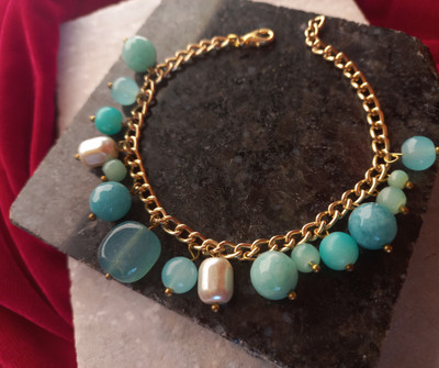 EnlightenMani Alloy Beads, Pearl Gold-plated Charm Bracelet