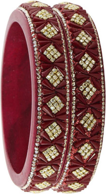 ZULKA Lac Beads, Zircon Bangle Set(Pack of 2)