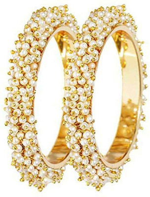 Ha Meem Alloy Pearl Gold-plated Bangle Set(Pack of 2)