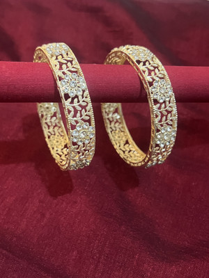 ESSENTICO Alloy Diamond Palladium Bangle Set(Pack of 2)