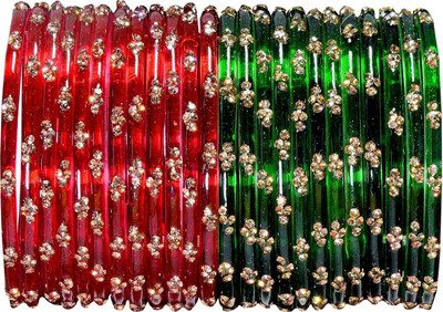 khannak Glass Zircon Bangle Set(Pack of 24)