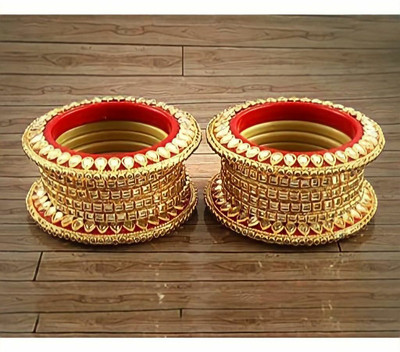 ADAM FIRST Glass Pearl Gold-plated Bangle Set(Pack of 12)