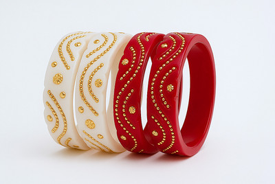 Maya Gold Traditions Brass Gold-plated Shakha Pola(Pack of 4)