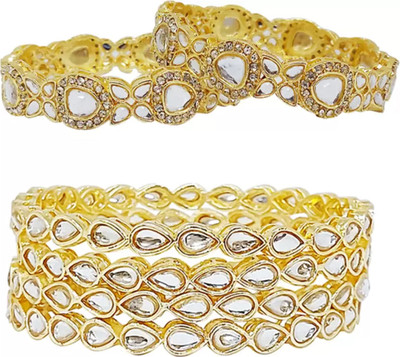 Rajwadi Alloy Zircon Gold-plated Bangle Set(Pack of 6)