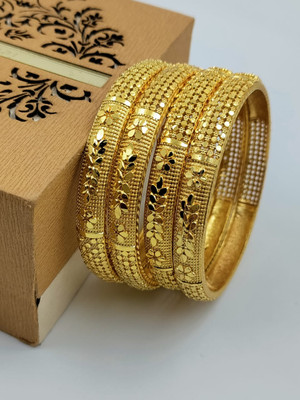 Yuktira Collection Brass Gold-plated Bangle(Pack of 4)