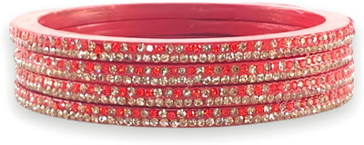 Praavya Lac Cubic Zirconia Rhodium Bangle Set(Pack of 4)