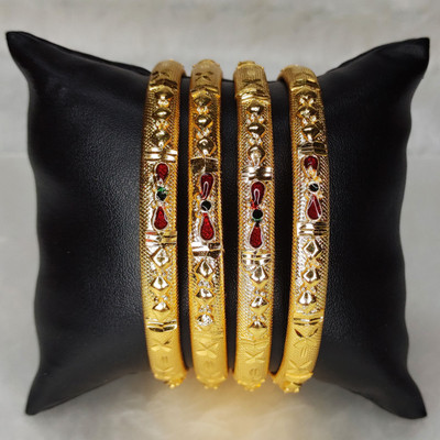 RoyalGold Brass Gold-plated Bangle(Pack of 4)