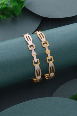 Divastri Brass Diamond Gold-plated Bangle Set(Pack of 2)