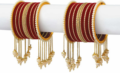 Rijoli Metal Zircon Gold-plated Bangle Set(Pack of 10)