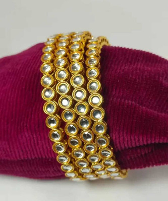 jayajwell Alloy Zircon Gold-plated Bangle Set(Pack of 4)