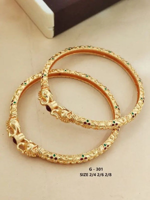 Sangria Brass Diamond Gold-plated Bangle Set(Pack of 2)