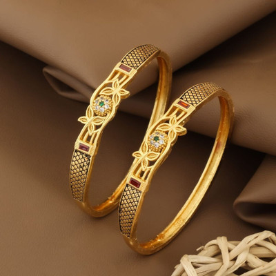 EiVAA Brass Diamond Gold-plated Bangle Set(Pack of 2)