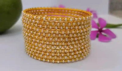Rajwadi Alloy Crystal Gold-plated Bangle Set(Pack of 10)