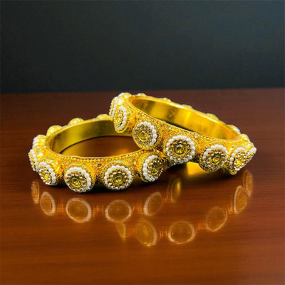 ROHIDAZ Alloy Cubic Zirconia Gold-plated Kada(Pack of 2)