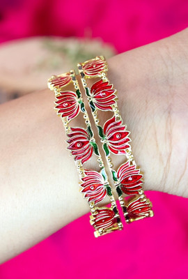 Swarnaari Brass Gold-plated Bangle Set(Pack of 2)