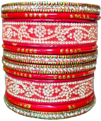 manka fashion Lac Crystal Bangle Set(Pack of 10)