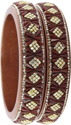 ZULKA Lac Beads, Zircon Bangle Set(Pack of 2)