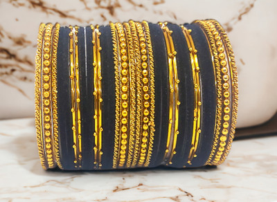 Anahat collection Metal, Fabric Gold-plated Bangle Set(Pack of 10)