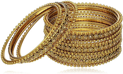 Divastri Alloy Gold-plated Bangle Set(Pack of 10)