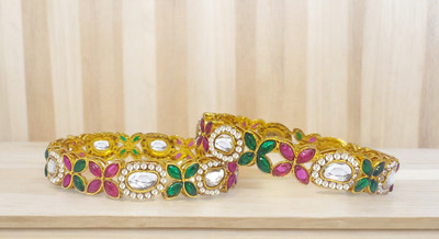 Chrishan Alloy Gold-plated Bangle Set(Pack of 2)