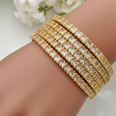 Aasthas Collection Alloy Zircon Gold-plated Bangle Set(Pack of 4)