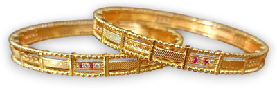 ACCESSHER Brass Bangle Set(Pack of 2)