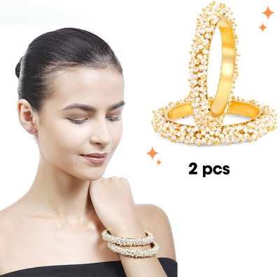 melody creations Alloy Gold-plated Bangle Set(Pack of 2)