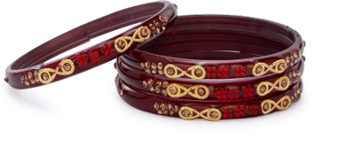 AFAST Glass Crystal Enamel Bangle Set(Pack of 4)