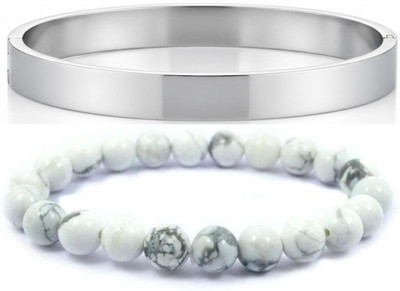 HouseOfCommon Crystal, Alloy, Stainless Steel Bracelet(Pack of 2)