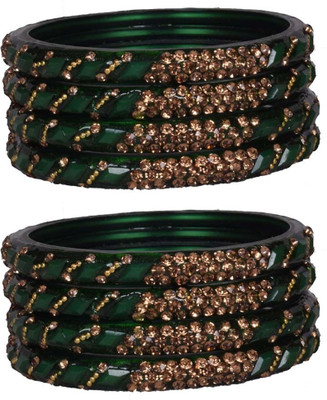 Karaavi Glass Crystal Bangle Set(Pack of 8)