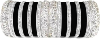 Valya Metal, Plastic Zircon Silver Bangle Set(Pack of 36)
