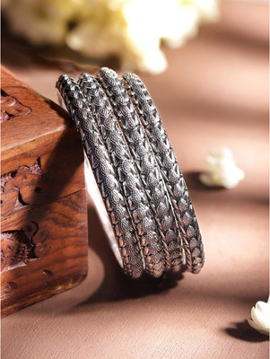 RUBANS Alloy Silver Bangle(Pack of 4)