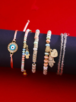 YELLOW CHIMES Alloy Beads Bracelet Set(Pack of 5)