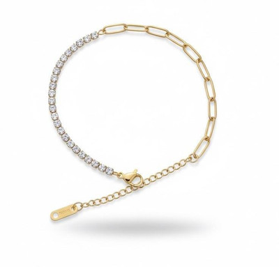 AARCHIS TRENDS Stainless Steel Crystal Gold-plated Bracelet