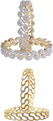 Terraband Alloy Cubic Zirconia Gold-plated Bangle Set(Pack of 4)