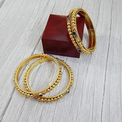 Shivarth Metal Zircon Gold-plated Kada(Pack of 4)