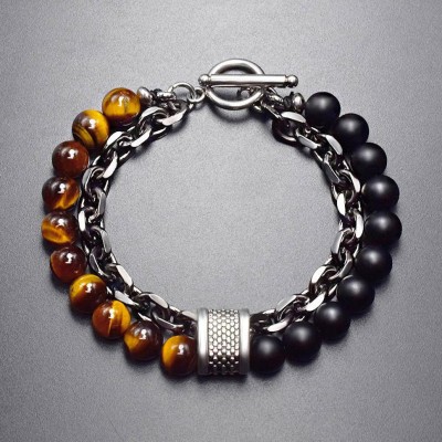 Thrillz Stainless Steel Beads Silver Charm Bracelet