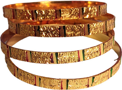 A MEGHA STORE Brass Gold-plated Bangle Set(Pack of 2)