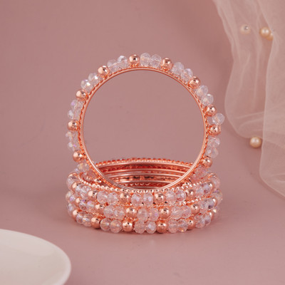 GC PREMIUM JEWELLERY Brass Crystal Gold-plated Bangle Set(Pack of 4)