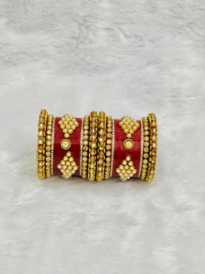 Shareek Alloy Ruby Gold-plated Bangle Set(Pack of 2)